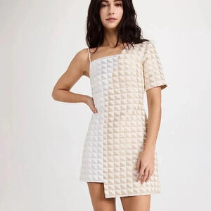NWOT $595 Autumn Adeigbo Eloise Metallic Asymmetric Mini Dress